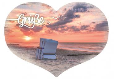 25031054 - Formpostkarte Herz Strandkorb