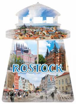 25032538 - Formpostkarte Rostock Leuchtturm Vielmotiv