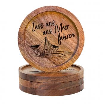 610008 - Untersetzer Holz rund "Lass uns ans Meer fahren"