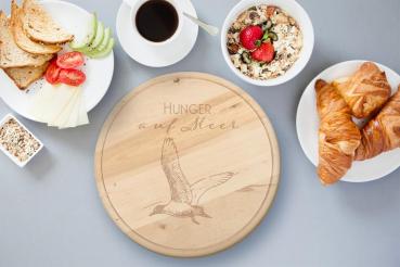 Holzbrettchen rund "Sabbel nich, dat schmeckt"