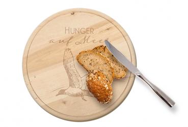 Holzbrettchen rund "Hunger auf Meer"
