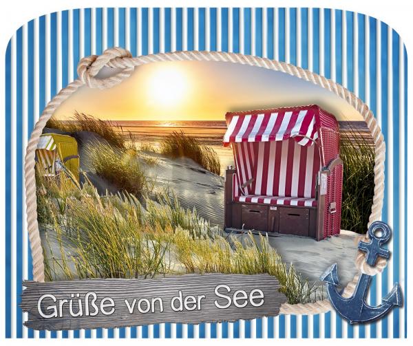 0620 - 3D Grußkarte Küste Strandkorb