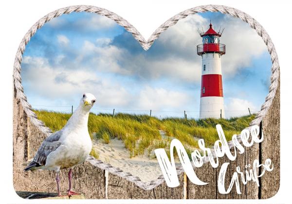 25033015 - Formpostkarte Herz "Nordsee Grüße"