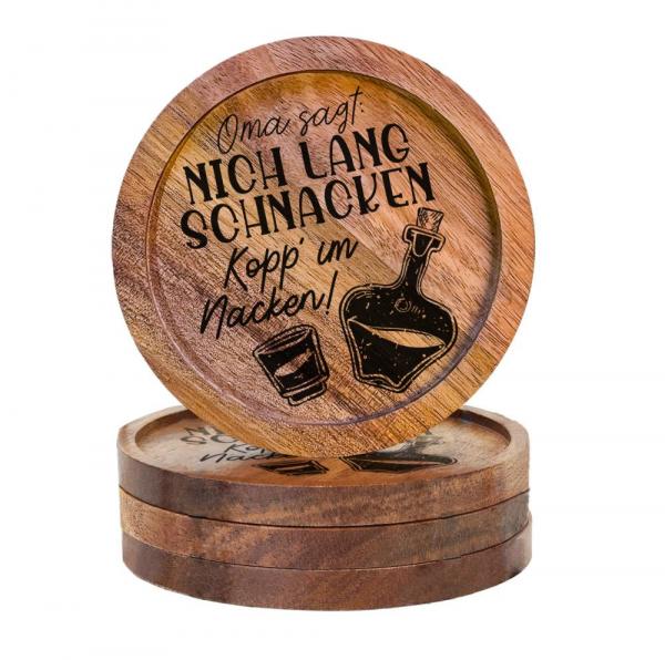 610004 - Untersetzer Holz rund "Nich lang schnacken..."